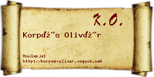 Korpás Olivér névjegykártya